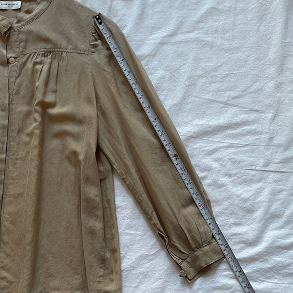 Dries Van Noten Light Brown Cotton Silk Button Down Shirt - Picture 9 of 12
